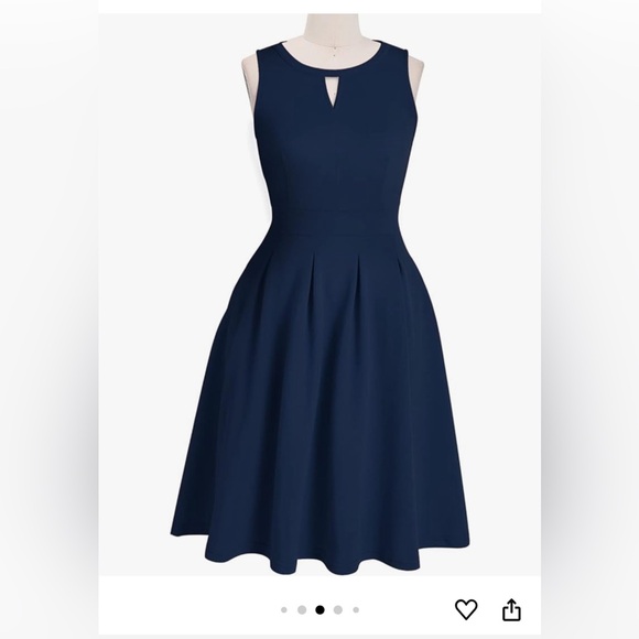 Sureple Dresses & Skirts - Sureple Navy Retro Fit and Flare Skater Dress